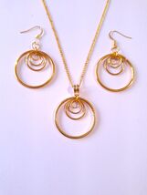 Gold jewelry hoop set golden set necklace and earrings Boho hoop jewelry... - €45,04 EUR