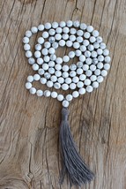 108 Howlite Mala necklace. Long Tassel Vegan mala - £50.78 GBP