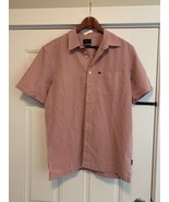 Men&#39;s Quicksilver Red White Short Sleeve Estilo Casual Shirt Small S New - £12.82 GBP