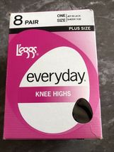 Leggs Everyday Plus Size Knee Highs Sheer Toe 8 Pair jet BlackNEW Box 2012 - $8.04