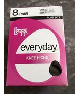 Leggs Everyday Plus Size Knee Highs Sheer Toe 8 Pair jet BlackNEW Box 2012 - $11.34 CAD
