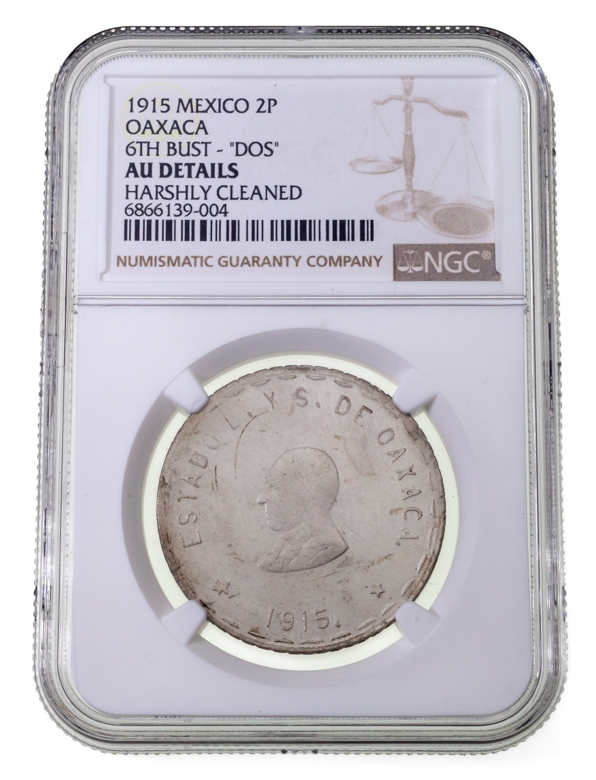 1915 Mexico 2 Pesos Oaxaca 6th Buste - &quot; Dos &quot; Classé Par NGC Comme Au D... - $572.81
