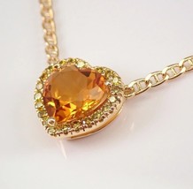 2.12Ct Heart Simulated Citrine Diamond Pendant 14K Yellow Gold Plated Silver - £142.01 GBP
