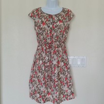 Merona Womens Juniors Cap Sleeve Dress Size S Cotton Cinch Waist All Ove... - $17.61