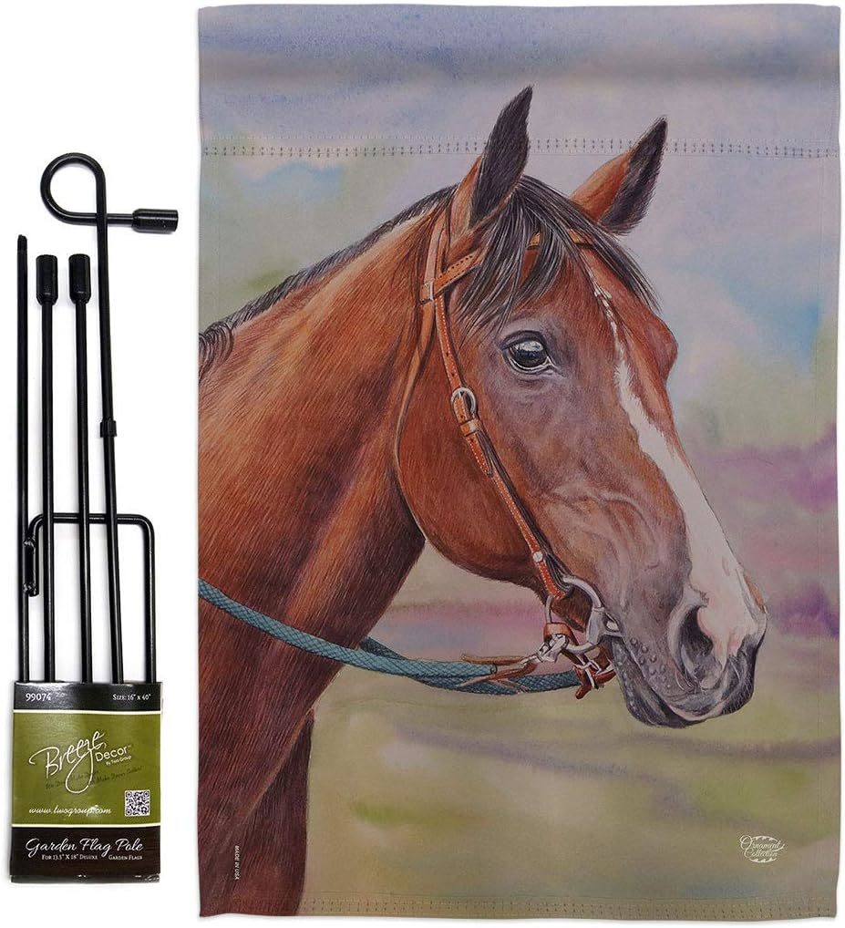 Smart Horse Flag Garden Stake Banner Pole Stand Set Outdoor Tapestry Doo... - $42.92