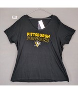NWT Pittsburgh Penguins Hockey Women&#39;s 3XL Black V-Neck T-Shirt Fanatics... - $529.09 MXN