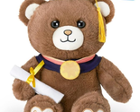 Graduation Brown Stuffed Animal Bear 12&quot; Plush Pillow with Black Grad Ca... - $27.91