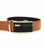 Men&#39;s Genuine Leather Belt with Removable Sliding Ratchet Buckle - Briti... - £10.89 GBP