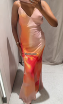 ZARA BNWT 2025. PINK ORANGE LONG PRINTED DRESS SCARF STRAPS. 8031/364/116 - $132.64