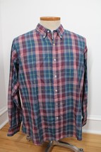Vtg Lee XL Multicolor Lightweight Plaid Check Long Sleeve Shirt Pocket - £17.06 GBP