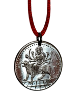 Collar Durga Templo Colgante Tigre Plateado Puja Yantra Buena Suerte Cordón... - £9.87 GBP