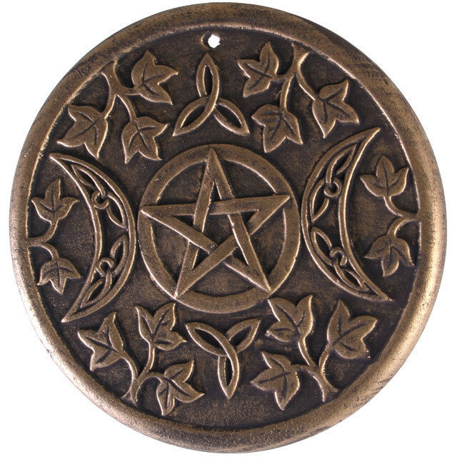 pagan TRIPLE MOON terracotta Pentagram plaque.20CM across.Lisa Parker.in... - $27.80