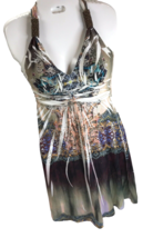 Size S Christina Love Dress Halter Colorful Embellished boho summer stretch - £11.62 GBP