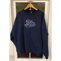 Y2K vintage 2000s Nike Navy Blue sweatshirt with embroidered patch sz XXL - $45.00