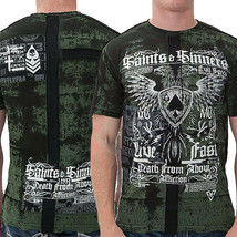 Affliction Renegade Saints Sinners A10990 Eagle Medieval Mens T-Shirt Green S-3X - £41.71 GBP