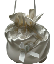 Bridal Purse Ivory Satin Money Bag Classic Treasure Masters Classic Rose - $20.65 CAD