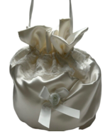 Bridal Purse Ivory Satin Money Bag Classic Treasure Masters Classic Rose - $284.21 MXN