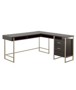 Stylish Black L-Shaped Desk | Corner Computer Workstation for Home Office - $6,811.32 MXN