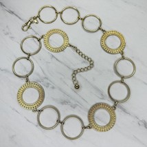 Studded Hoop Gold Tone Metal Chain Link Belt Size Medium M - £15.81 GBP