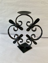 Vintage Wrought Iron Pillar Candle Holder 11” Tall X 10.5” Wide - $12.28