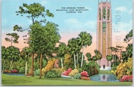 Linen The Singing Tower Mountain Lake Sanctuary Florida Postcard Colorful - £9.70 GBP