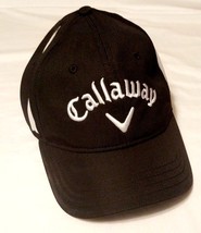 Callaway Baseball Hat Golf Vented Cap Adjustable Strap Black White 55666 Euc - £22.31 GBP