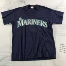 Vintage Seattle Mariners T Shirt Mens Large Navy Blue V Neck Cotton Blend - £15.52 GBP
