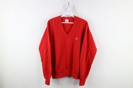 Vintage 70s Wrangler Womens Size Large Horse V-Neck Sweatshirt Red USA - £46.68 GBP