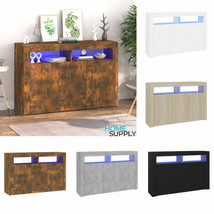 Modern Wooden Large Sideboard Storage Cabinet Unit With LED Lights &amp; 3 Doors - £105.91 GBP+