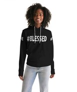 BLESSED LIFE Black White Womens Hoodie with Sleeve Text - £40.25 GBP