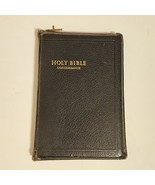 Vintage KJV Holy Bible Illustrated ZIP UP  Leather Gold CROSS World Publ... - $56.73 CAD