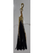 Vintage Black Gold Hardware Tassel Bag Purse Charm Keychain Clip - $363.02 MXN