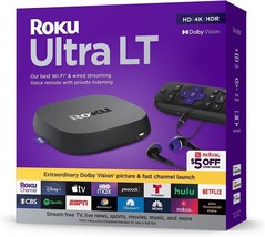 Roku Ultra LT HD/4K/HDR Dolby Vision Quad-Core Streaming Player with HDMI Cable - £65.56 GBP