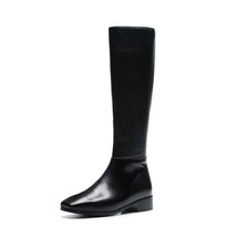 Krazing Pot genuine leather big size thick handsome long boots med heel square t - £107.42 GBP