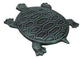 Pack Of 4 Cast Iron Verdigris Marine Sea Turtle Shell Garden Stepping Stones - $81.99