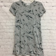 Poof New York Womens T Shirt Dress Gray Marble Stretch Crew Neck Short Sleeve M - £5.50 GBP