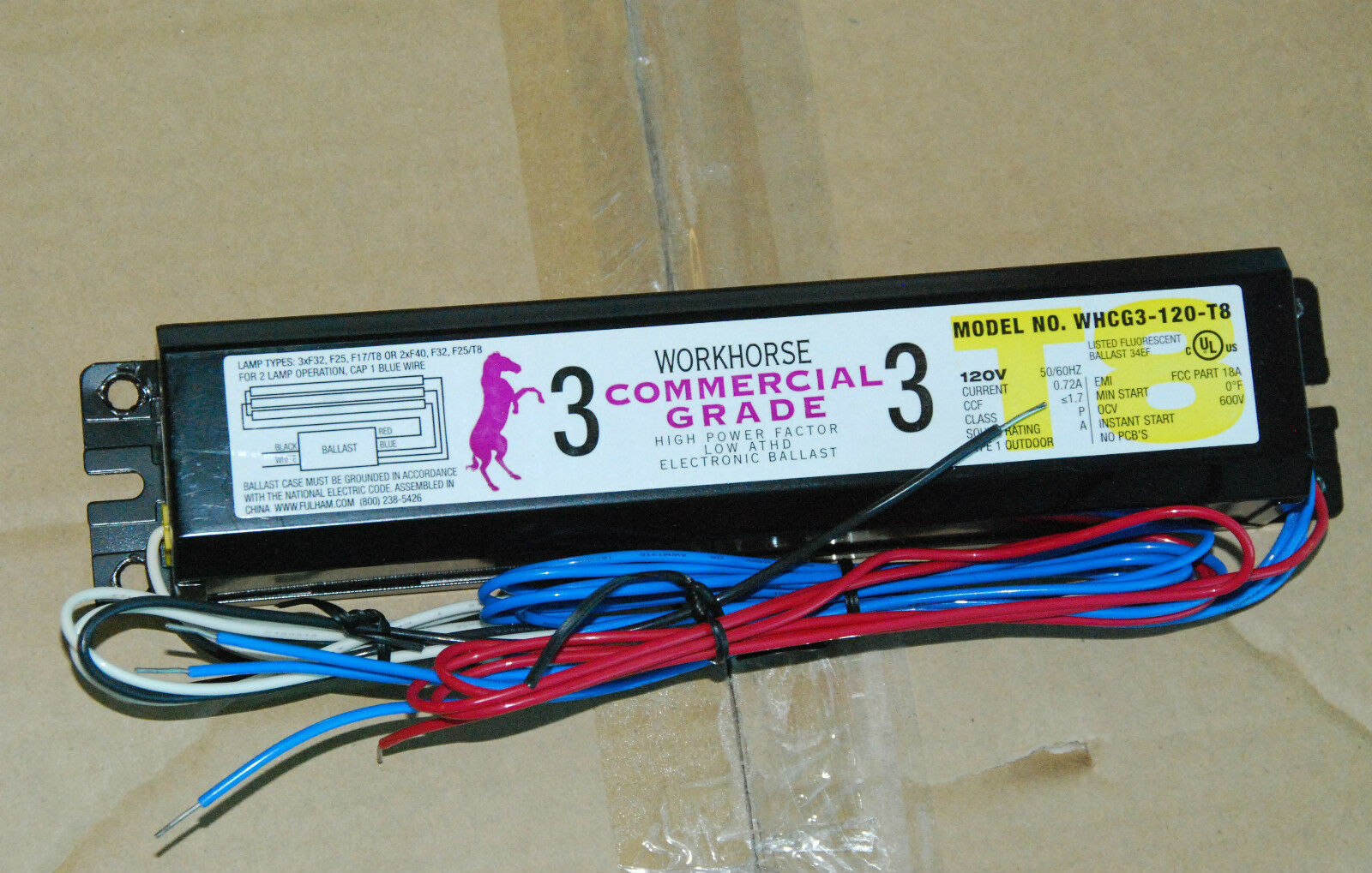 WORKHORSE FULHEM WHSG8-UNV-TSLl 1 Or 2 Lamp T8 &amp; T8 Ho- Unv - Instant Start - $11.40