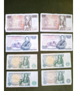 Lot of 8 Vintage 70s/80s English 1/5/10 Pound Notes - £98.18 GBP