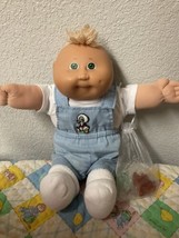 Vintage Cabbage Patch Kid Preemie Boy Wheat Tuft Of Hair Green Eyes HM#3  1985 - £120.27 GBP