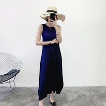 Und neck sleevelss dress striped pleated vintage asymmtrical dresses female long length thumb200