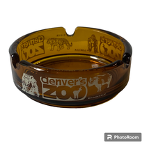 Denvers Zoo Ashtray 3.5 inch 3 Notch Amber Glass Souvenir 1970s Vintage - £7.71 GBP