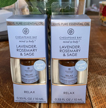 Chesapeake Bay Mind &amp; Body Relax Lavender Rosemary Sage 100% Pure Essent... - £14.90 GBP