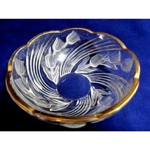 Tulip Swirls Glass Bowl Candy Dish Gold Edge Trinket Holder Vintage 1980... - $353.60 MXN