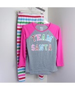 Sleep On It Team Santa 2pc Girl&#39;s M Holiday Christmas Pajama Top Legging... - £3.93 GBP