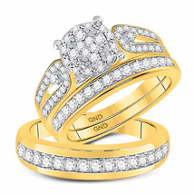 Authenticity Guarantee 
10kt Yellow Gold Round Diamond Cluster Matching Brida... - £1,107.19 GBP