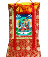 HAND PAINTED GURU RIMPOCHE PADMASAMBHAVA TIBETAN THANGKA PAINTING SILK F... - $128.64