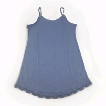 LOGO Lori Goldstein Camisole Dress Sz S Blue River Cotton Lace Hem A275018 - $369.71 MXN