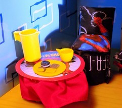 OOAK Dollhouse Spiderman Boys Bedroom Table Chair Set Handmade Fits Lovi... - $12.86