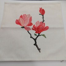 Watercolor Red Pink Dogwood Floral Flower Pillow Cover Case Square 17.5 X 17.5 - £9.32 GBP