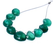 Natural Green Onyx Faceted Heart Beads Briolette Loose Gemstone making Jewelry - £6.96 GBP